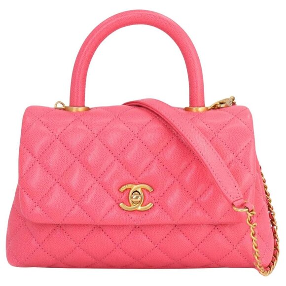 CHANEL Handbags - CHANEL Lambskin Quilted XS Mini Top Handle Rectangular Flap Bag Pink